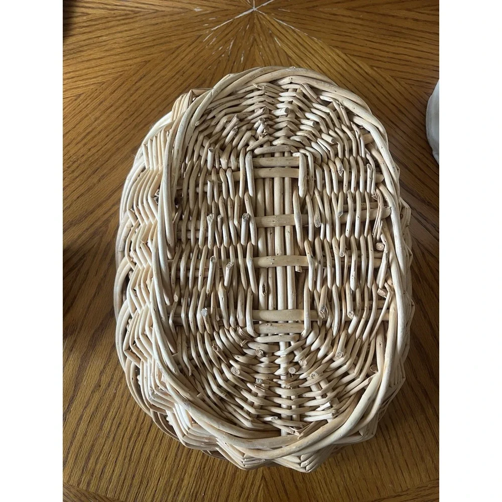 Vintage Basket Bread Roll Serve Fruit Floral Egg Woven Braided Wicker 12.5